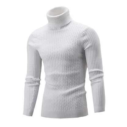 Men's Turtleneck Sweater Cable Knit Elegant Look