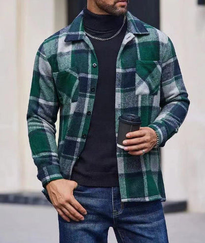 Men's Plaid Shirt Jacket Casual