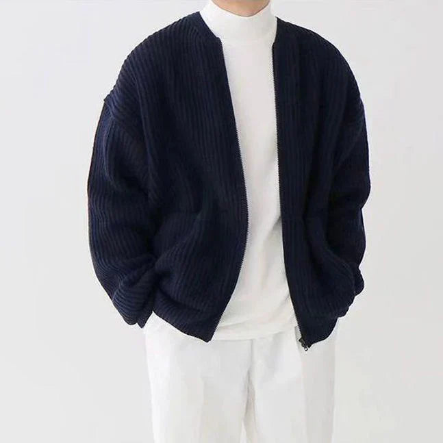 Herren Strickjacke Reißverschluss Vordertaschen