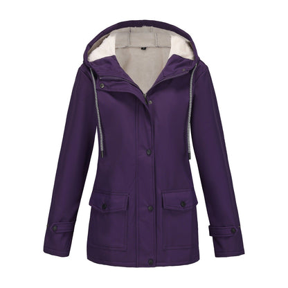 Women's Winter Jacket Warm Fleece Hooded Outdoor