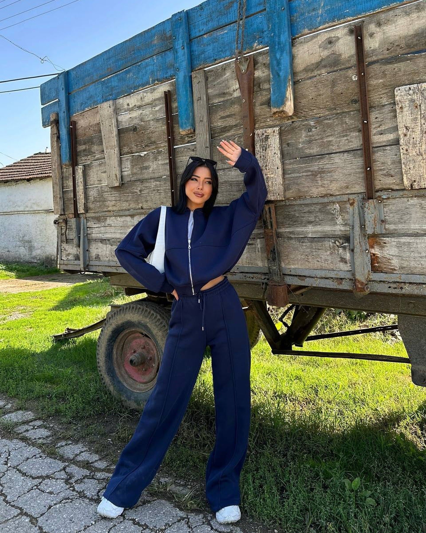 Damen Freizeit Set Bequem Reißverschluss Hose