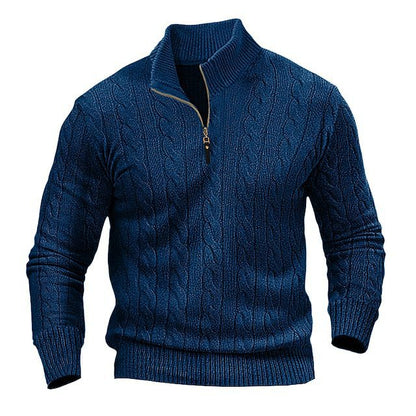 Men's Modern Cable Knit Jumper Open Collar