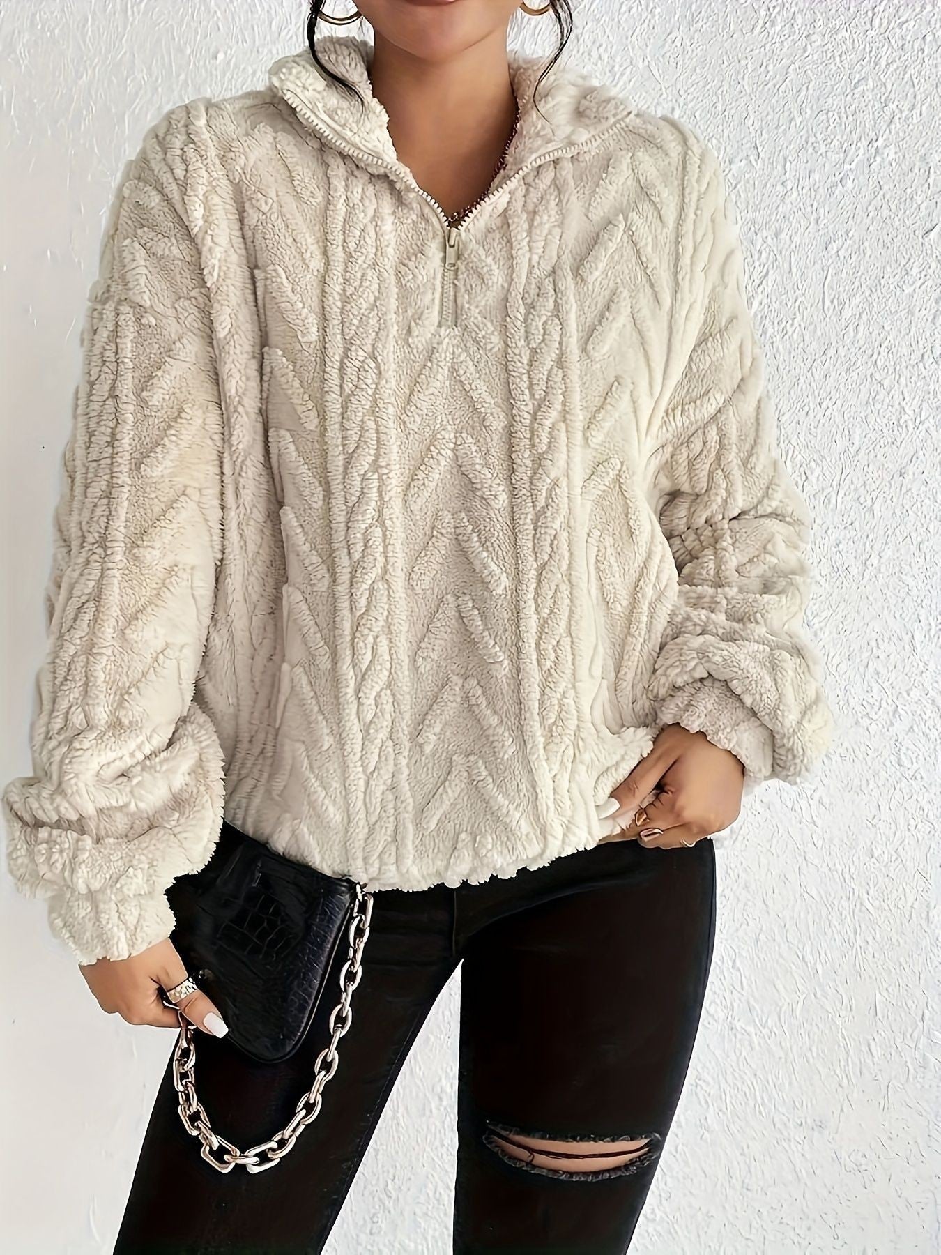 Women's Soft Fleece High-Neck Modern Pullover