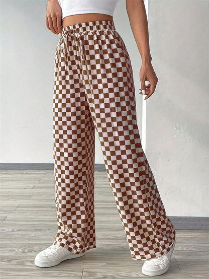Women's Comfort Plaid Pants Elastic Waist