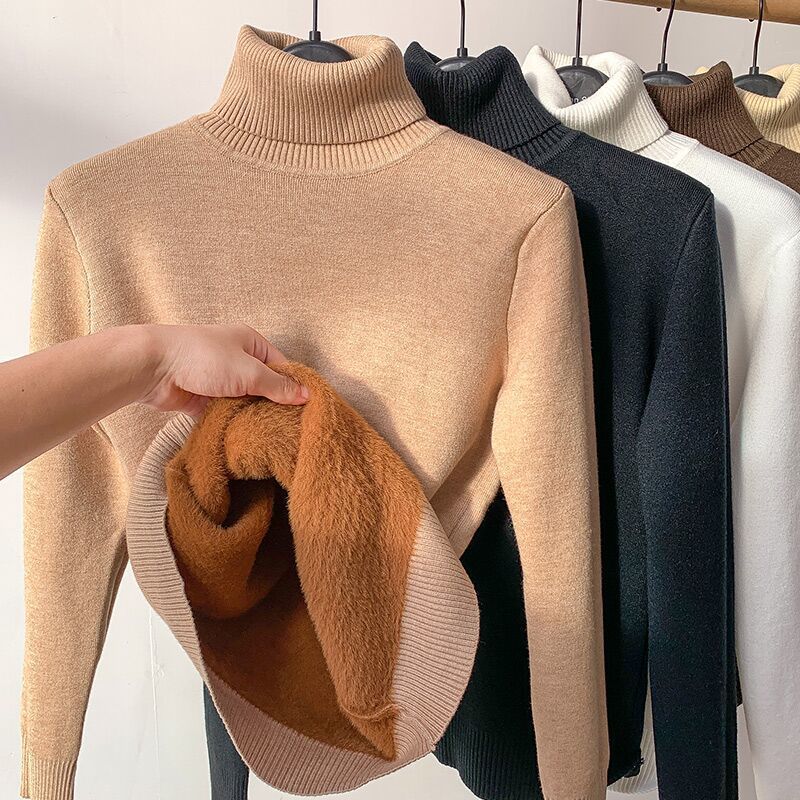 Weiche Rollkragenpullover Damen Teddyfleece - IdealeKleiden