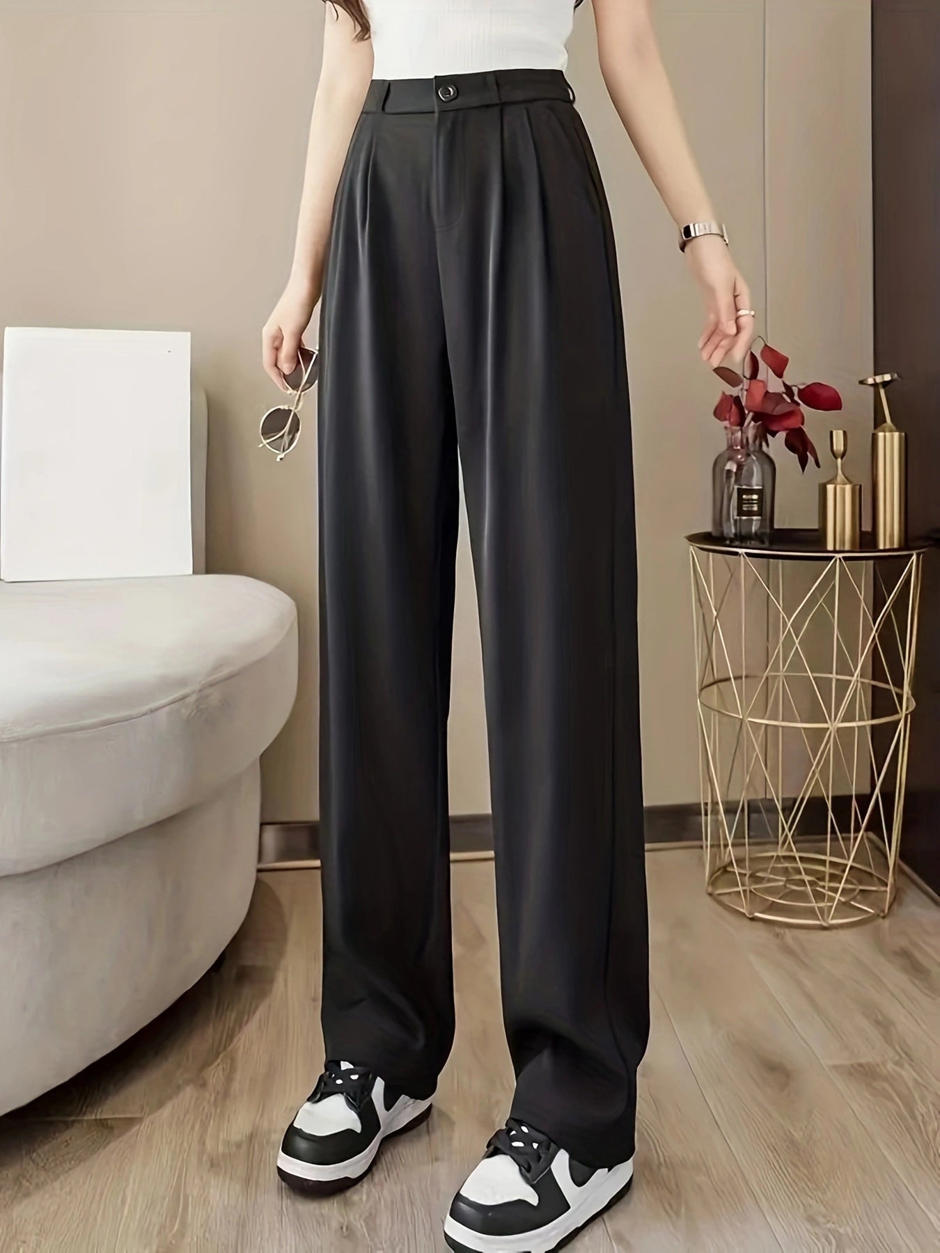 Women's High-Waist Trousers Comfortable Elegant