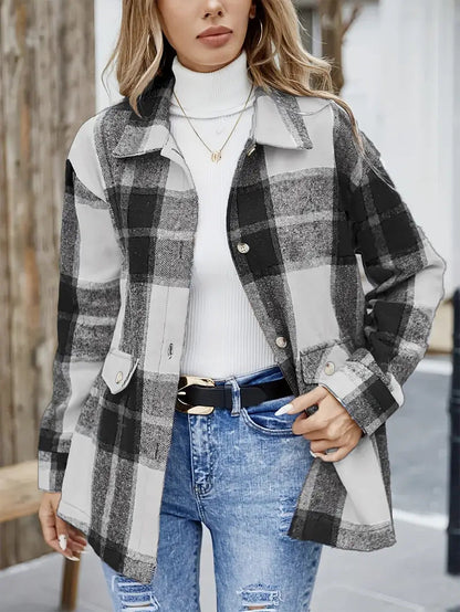 Women's Plaid Overshirt Chic Plus Size