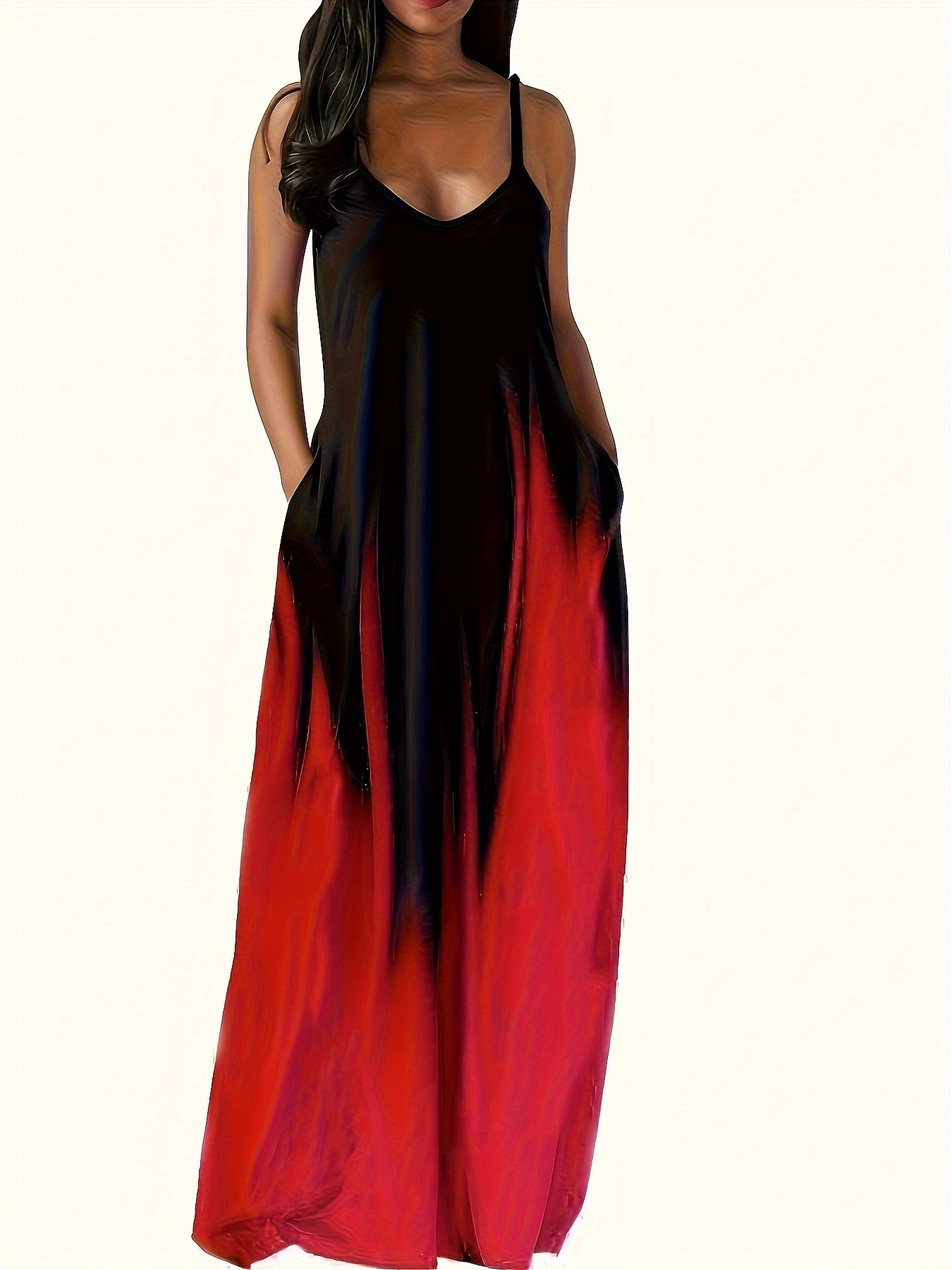 Women's Elegant Maxi Dress with Side Pockets