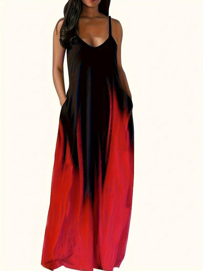 Women's Elegant Maxi Dress with Side Pockets
