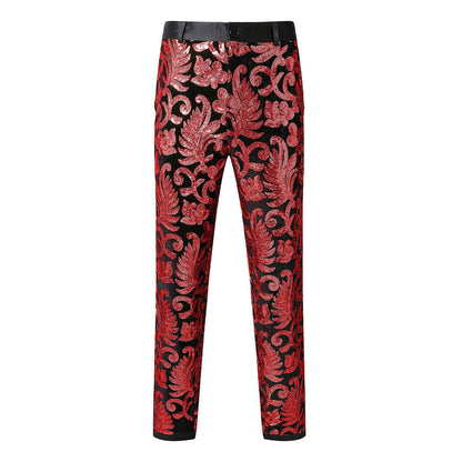 Men's Wedding Trousers Glitter Effect Floral Design