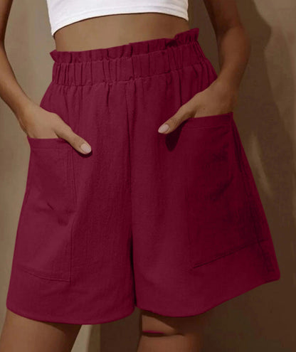 Women's Linen Shorts Comfortable Elastic with Side Pockets