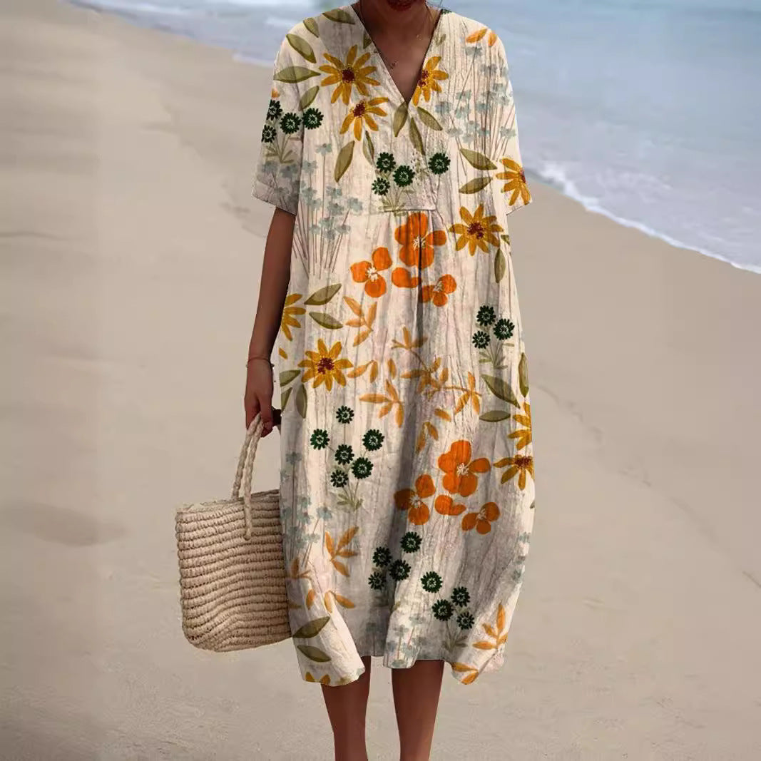 Summer Dress Floral Pattern Colorful Women's Dress