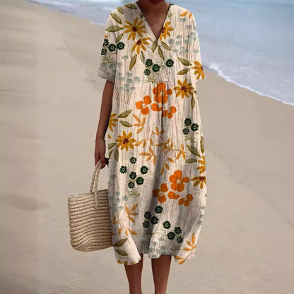 Summer Dress Floral Pattern Colorful Women's Dress