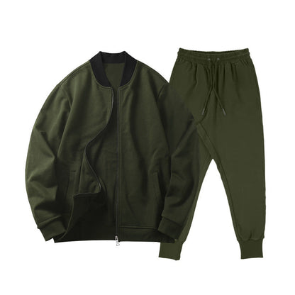 Men's Sporty Elastic Leisure Suit with Pockets