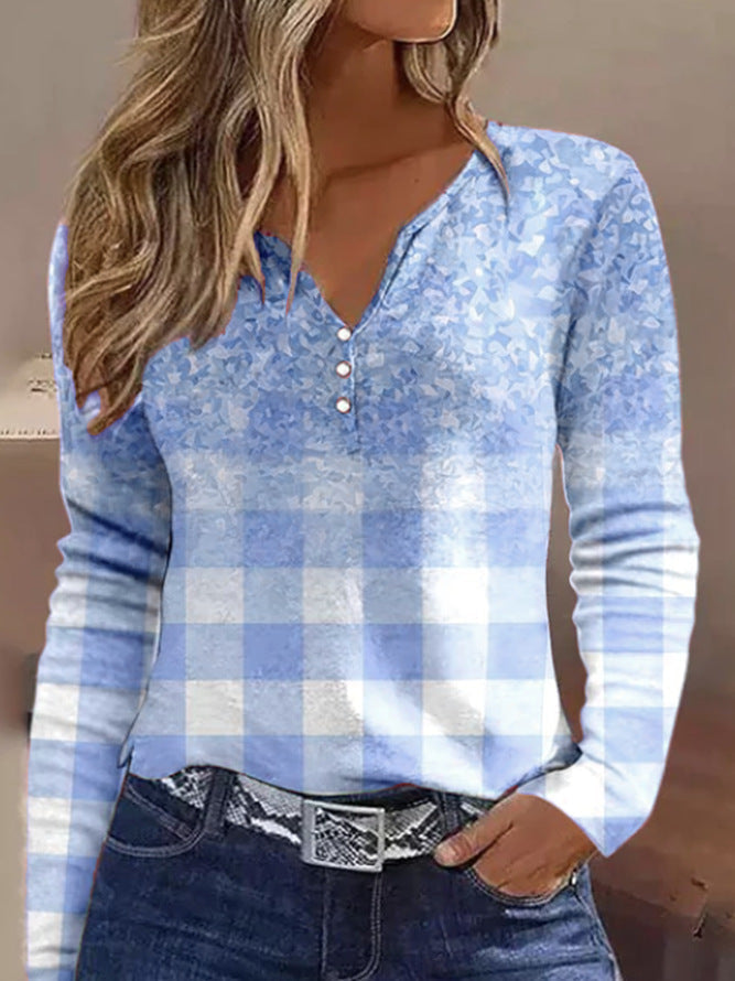 Women's Long-Sleeved Shirt Elegant Design with Buttons