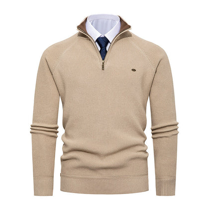 Men's Elegant Stand-Up Collar Zipper Knitted Sweater