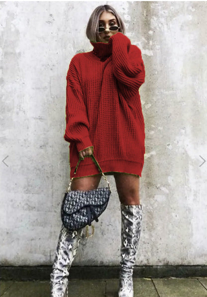 Women's Knitted Jumper Oversized Waffle Knit Trendy Style