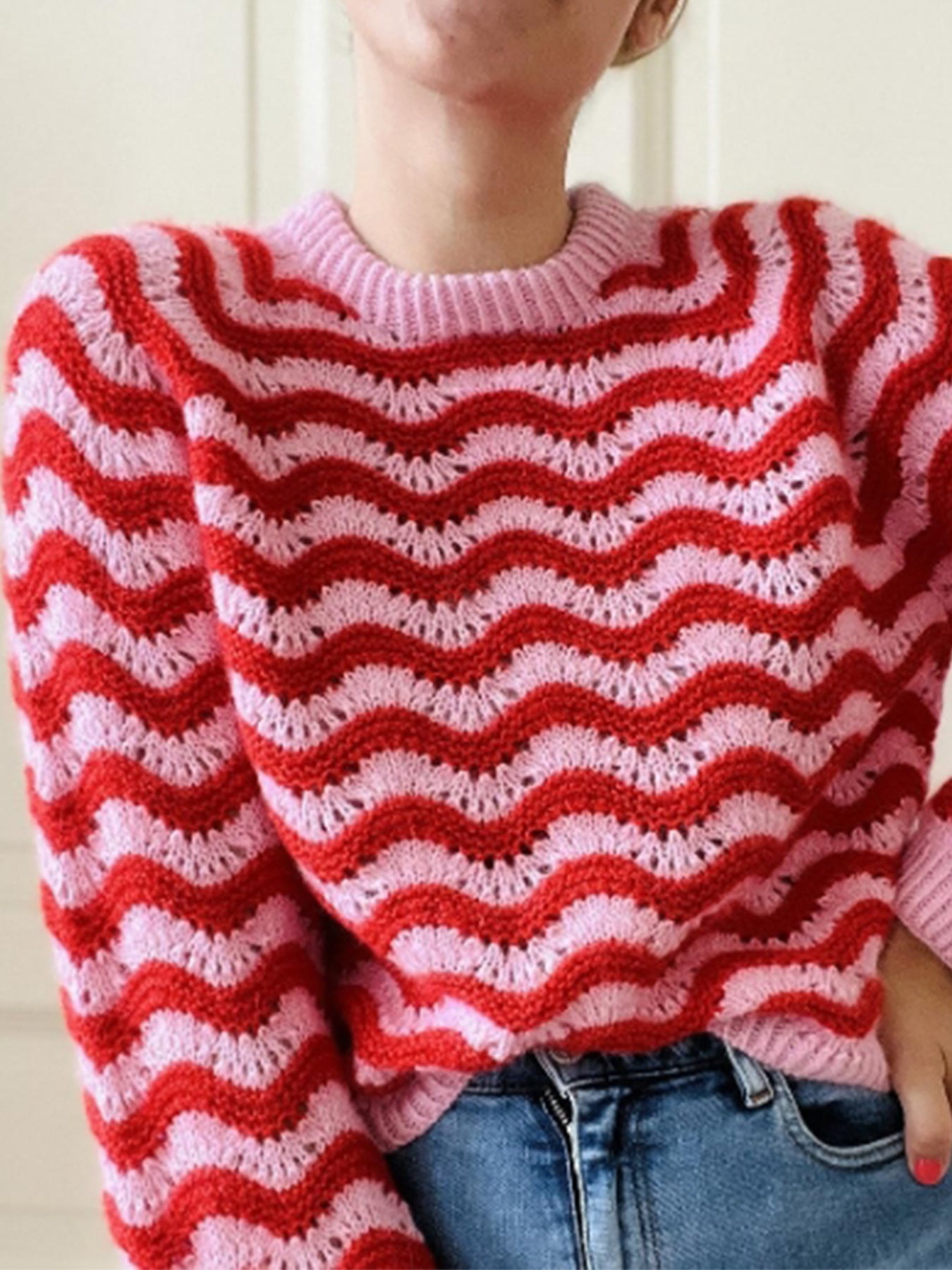Women's Jumper Generous Wave Pattern Oversized