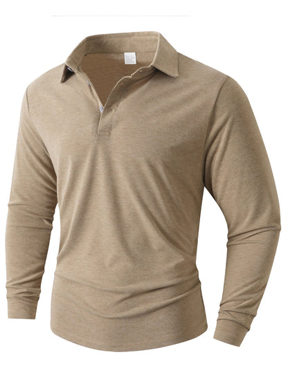 Men's Long-Sleeve Polo Shirt Modern Slim Fit