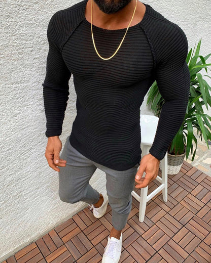 Men's Knitted Sweater Elegant Design Long Sleeve