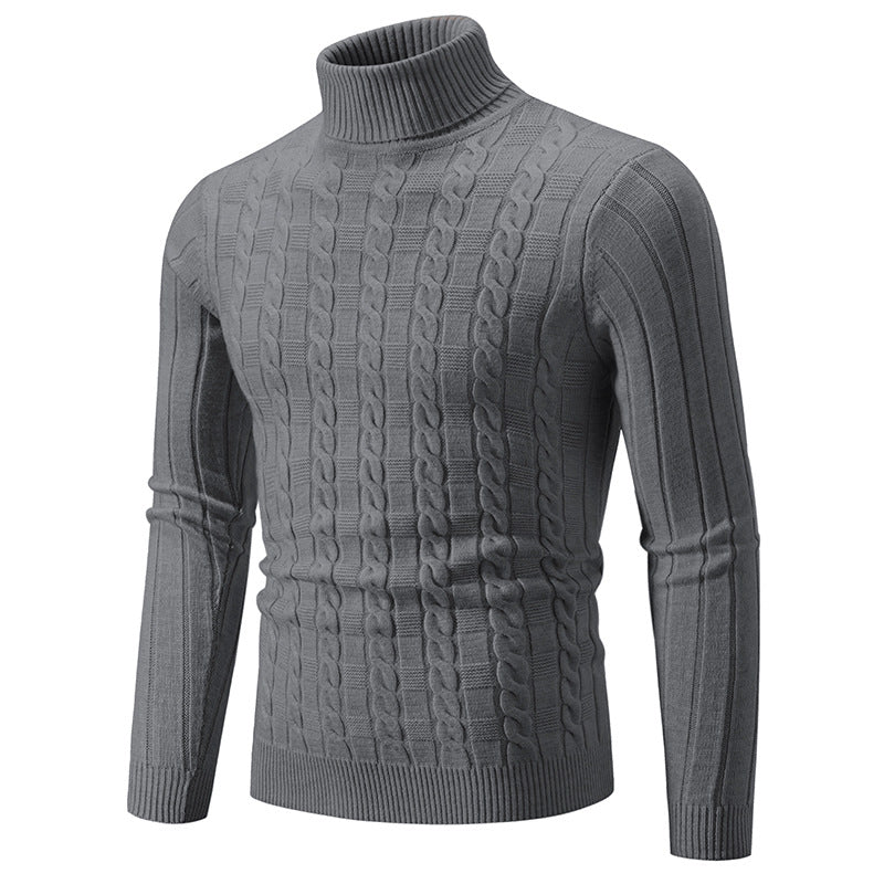 Men's High-Neck Cable Knit Sweater Classic