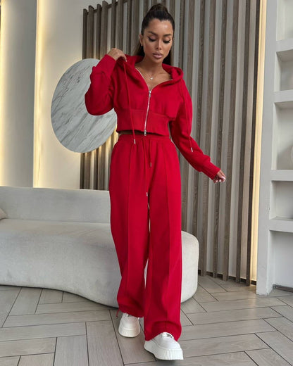 Women's Sport Hoodie Set Loose Fit Elastic