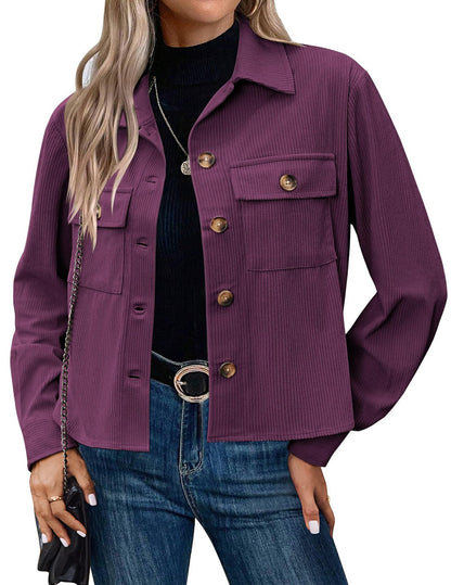 Women's Corduroy Jacket Modern Two-Pocket Design