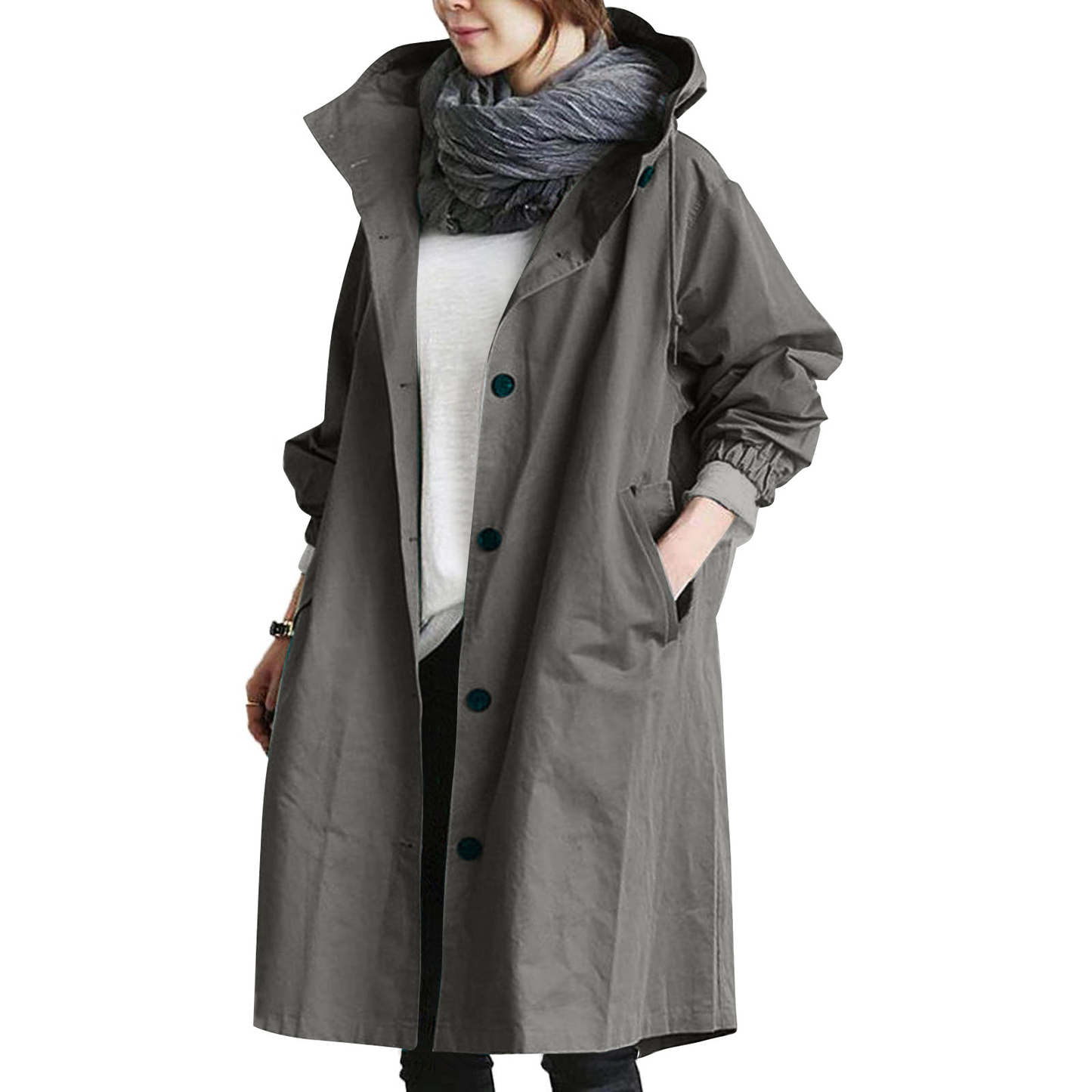Women's Long Coat Elegant Button Placket