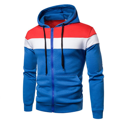 Herren Sportjacke Farbblock Design Kapuze - IdealeKleiden