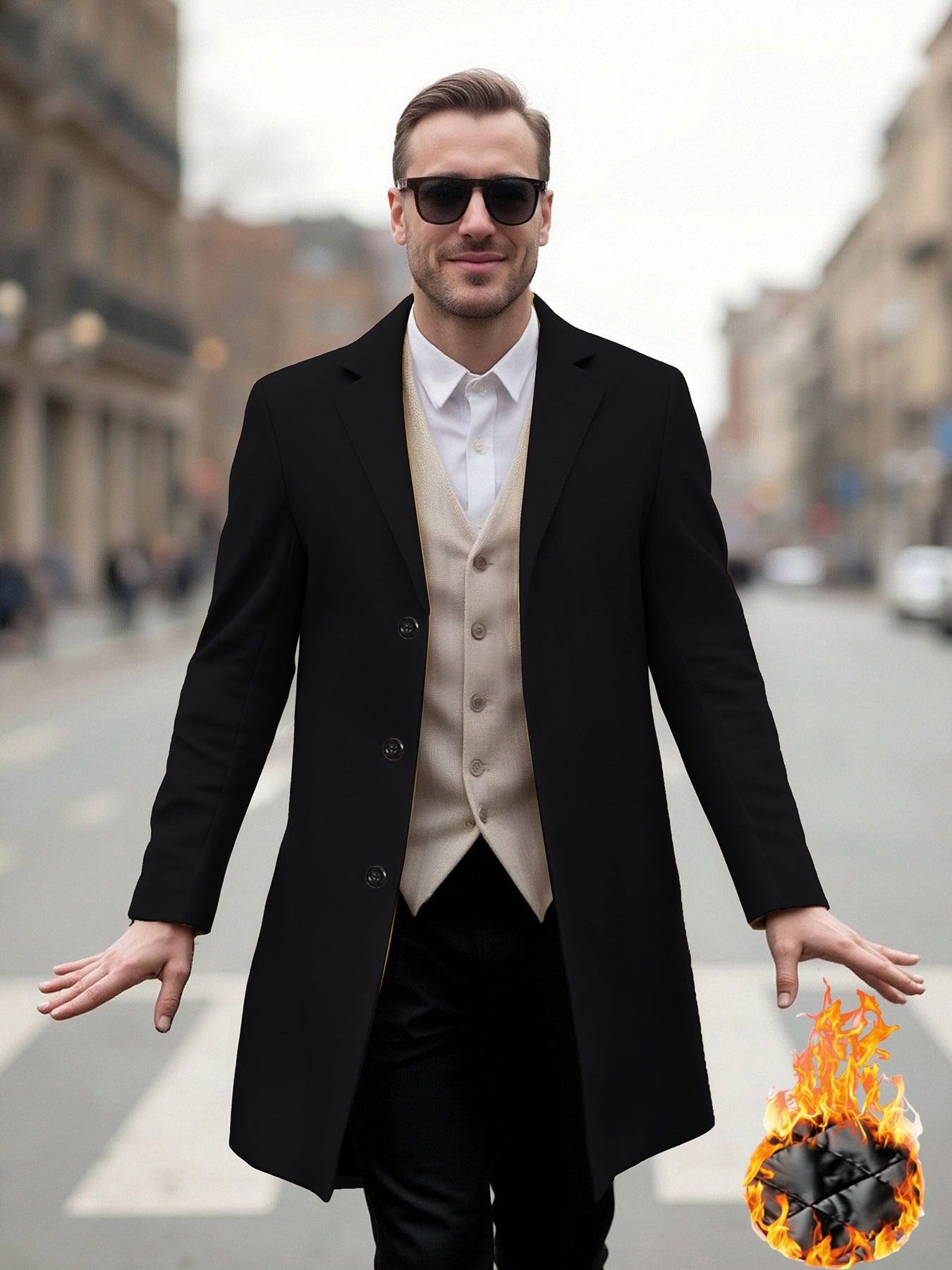 Men's Long Coat Elegant Modern Cut