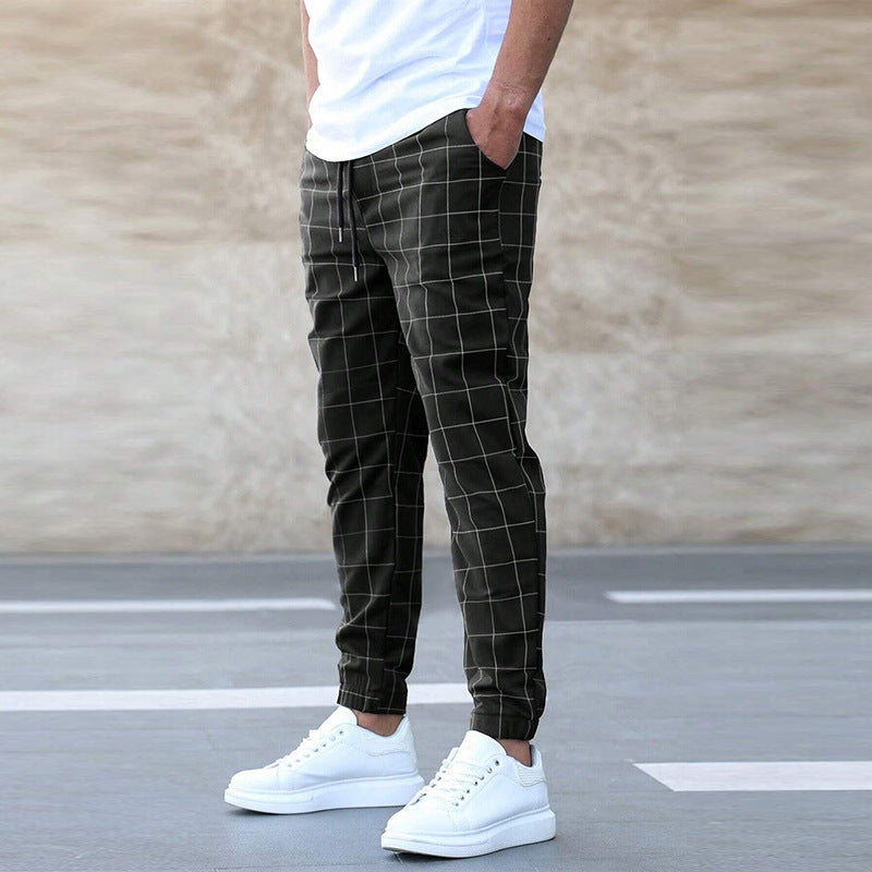 Checked Casual Trousers Modern Sporty