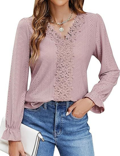 Elegant Women's Floral V-Neck Blouse