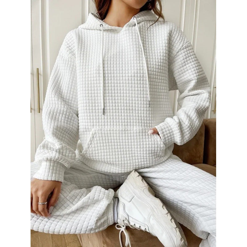 Women's Waffle Look Hoodie Jacket with Pocket