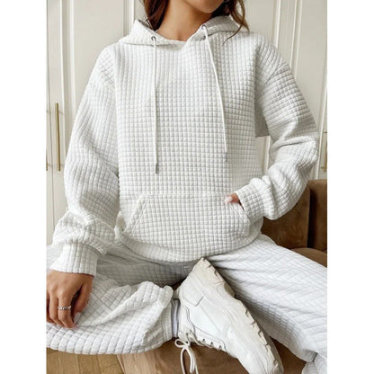 Women's Waffle Look Hoodie Jacket with Pocket