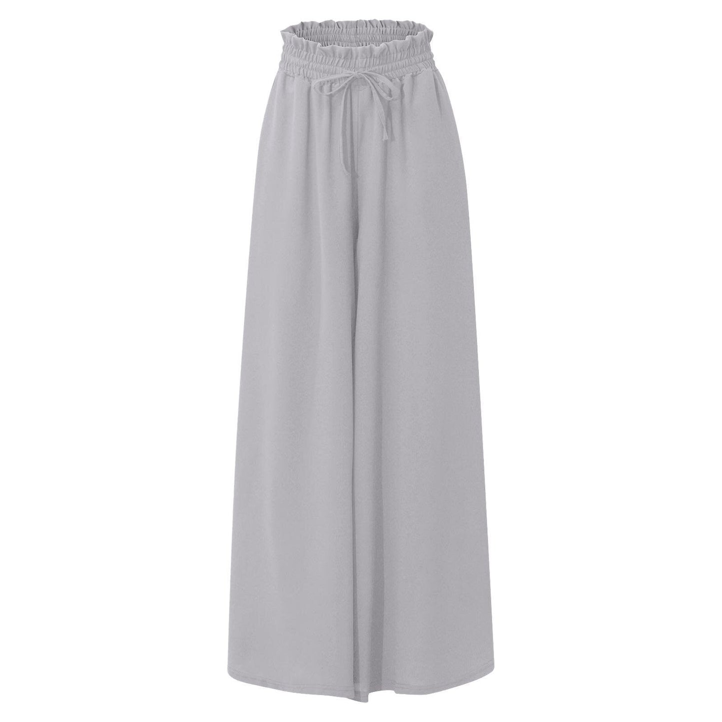 Women's Elegant Wide-Leg Trousers with Elastic Waistband and Pockets