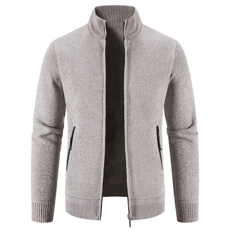 Men's Cardigan Elegant High Collar Zipper Pockets