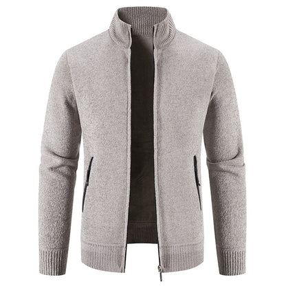Men's Cardigan Elegant High Collar Zipper Pockets