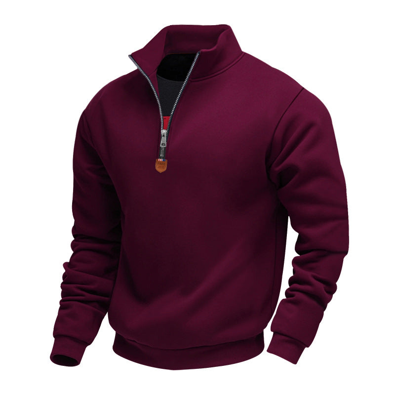 Men's Sporty Half-Zip Stand-Up Collar Jumper