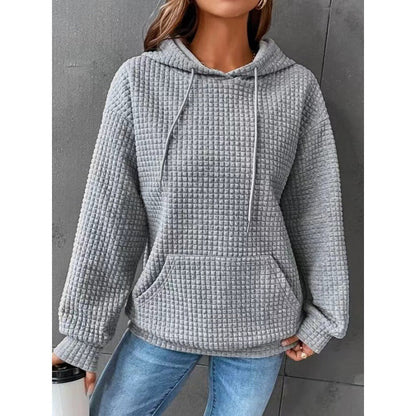 Women's Waffle Look Hoodie Jacket with Pocket