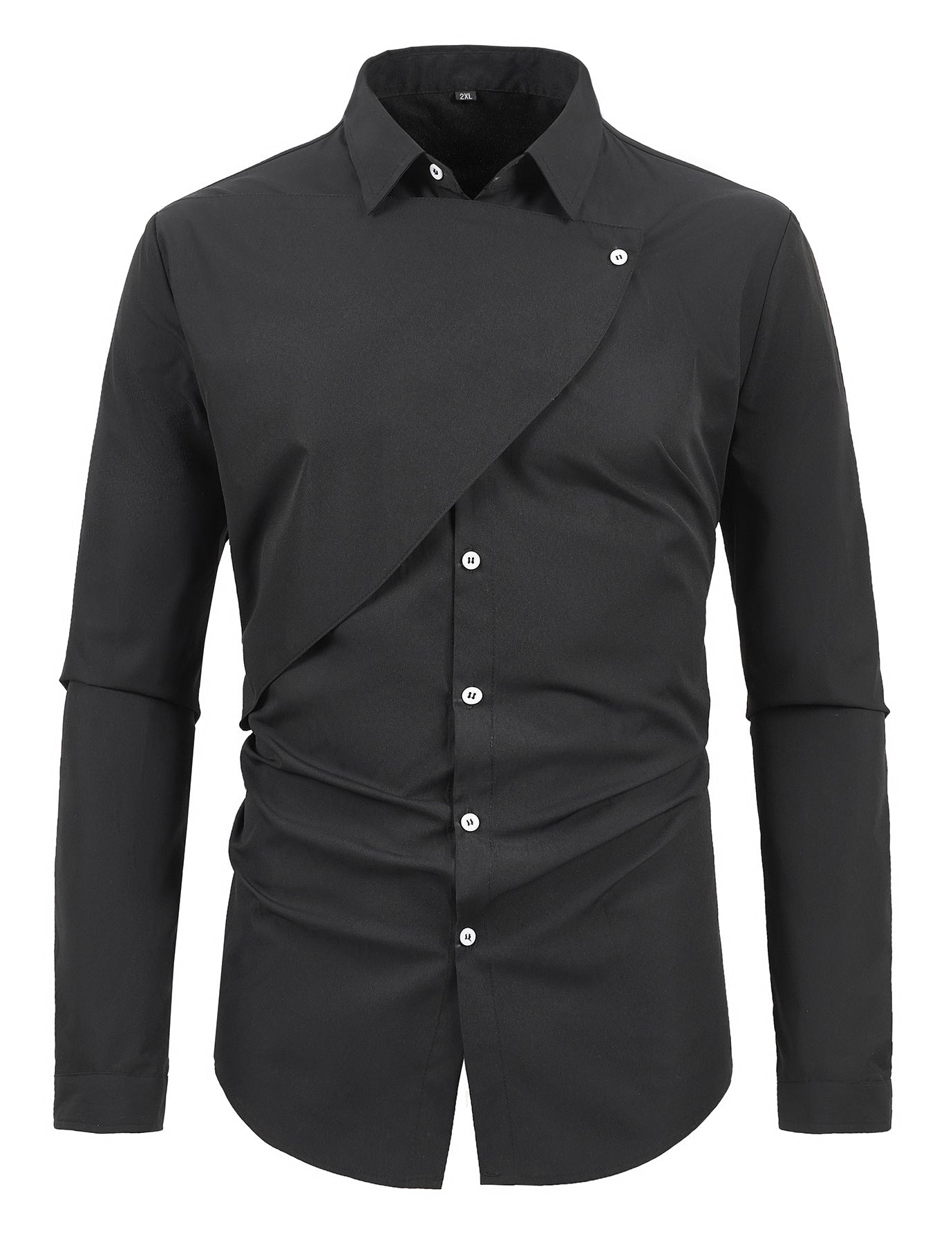 Men's Short-Sleeve Shirt Asymmetrical Elegant Style