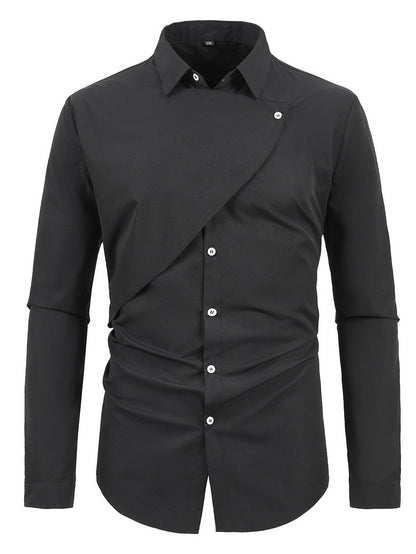 Men's Short-Sleeve Shirt Asymmetrical Elegant Style