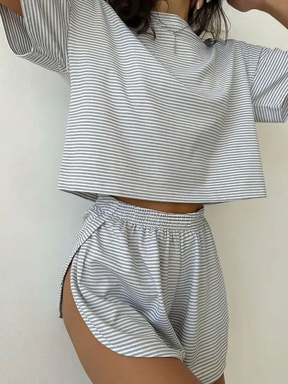 Women's Summer Top with Loose Fit and High-Waist Trousers