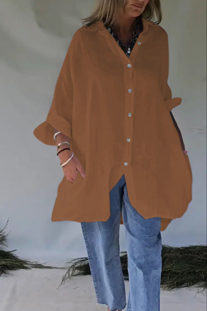 Women's Blouse Oversize Casual Press Stud
