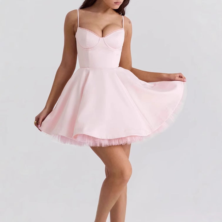 Women's Skater Dress Lace Strappy Elegant Fitted