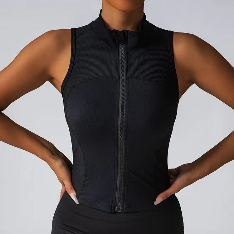 Women's Elegant Fitness Top with Zipper