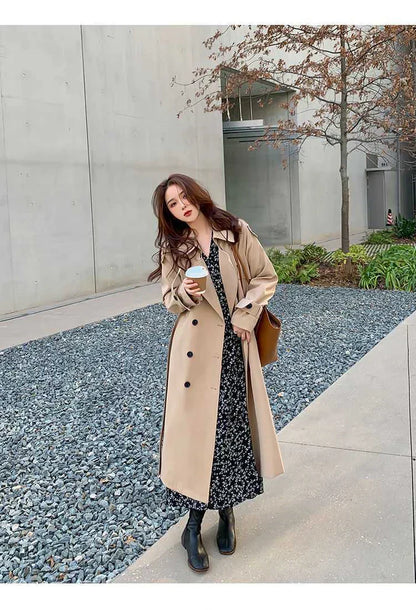 Elegant Trench Coat Double-Breasted Buttons Women