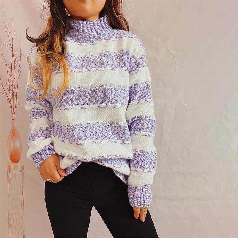 Striped Knitted Sweater Modern Women