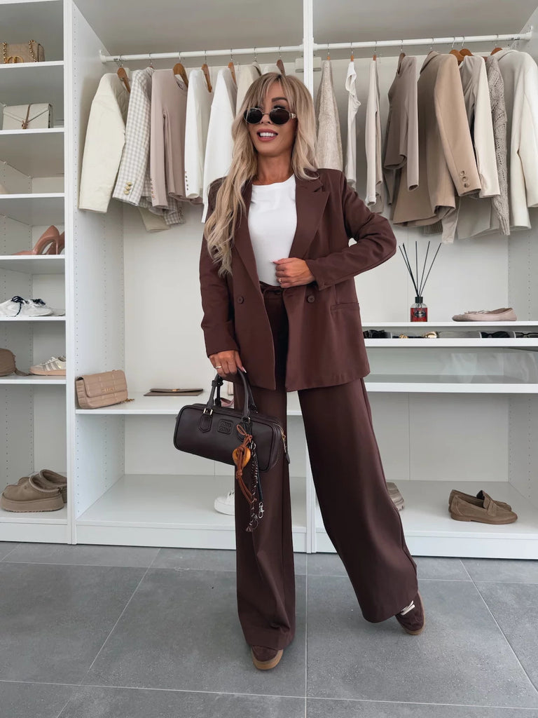 Oversized Wool Blend Double-Breasted Blazer