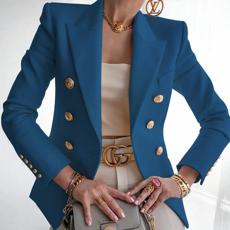 Women's Blazer Elegant Gold Buttons Business Suit