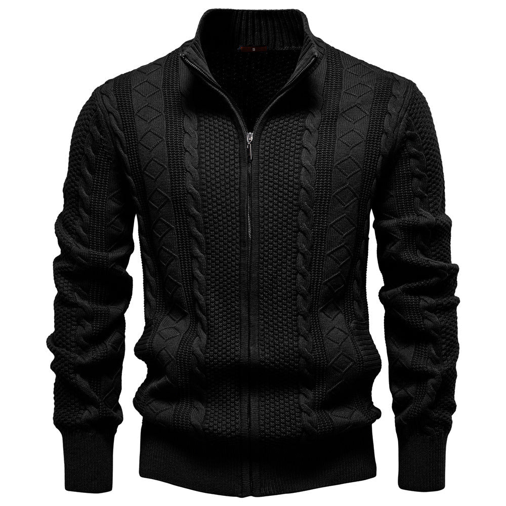 Men's Cardigan Zip Textured Modern